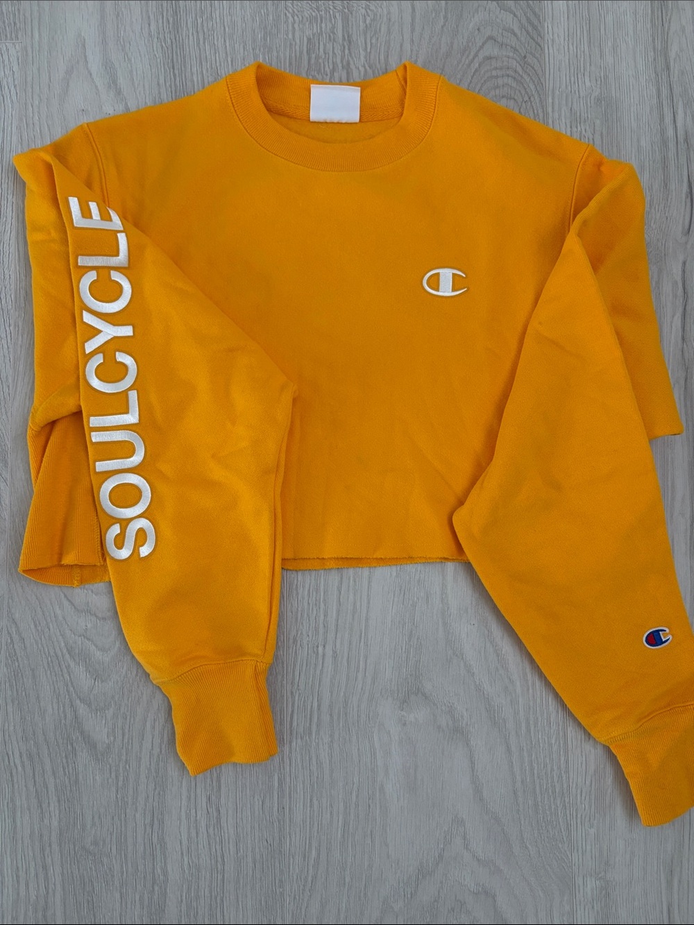 Champion Cropped Crewneck Sweatshirt in with SoulCycle Sleeve Embroidery
